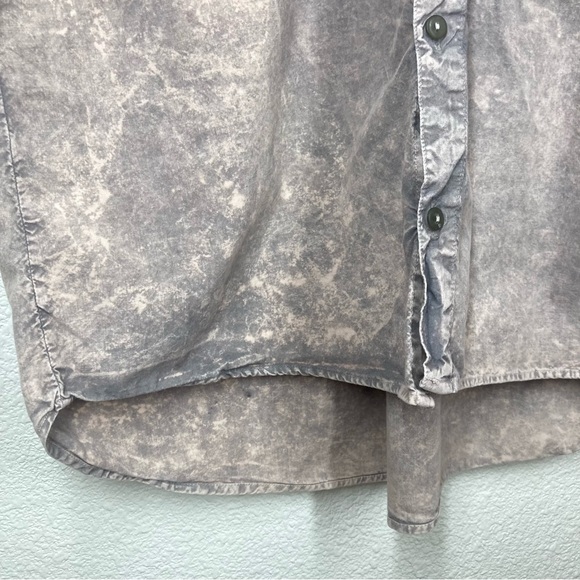 Acid Wash Mens StreetWear Shirt XL Short Sleeves Button Down Pockets Pink Gray - Picture 9 of 15